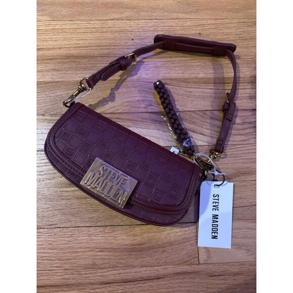 Steve Madden Handbags - Steve Madden Borian Logo Baguette in Bloodstone, new with tags